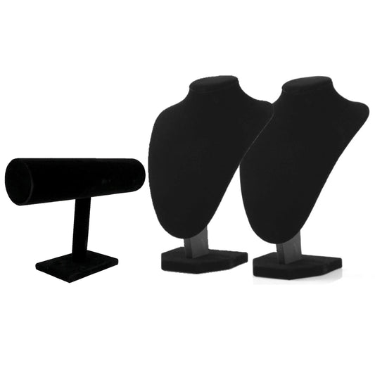 Comelyjewel 3pcs/pack Jewelry Organizer - Black Velvet 1 Row Bracelet Holder & 9" Necklace Holder Elegant Room Decor & Jewelry Organizers and Storage Solution for Fashion Accessories