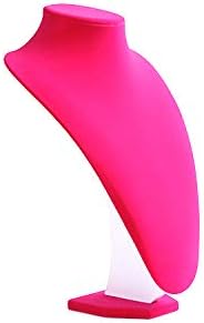 Comelyjewel Set of 3 9" Pink Velvet Necklace Bust Holder & 1 Row Bracelet Holder, Women Accessories Organizer Chain Storage, Display Stand Mannequin For Home Decor