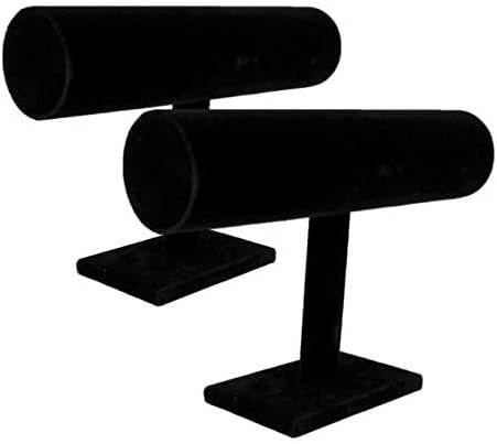 Comelyjewel Set of 2 Black Velvet bracelet holder 1 Row jewelry stand for Vendors Elegant Scrunchies Stand Jewelry Display Organizer for Professional Showcases