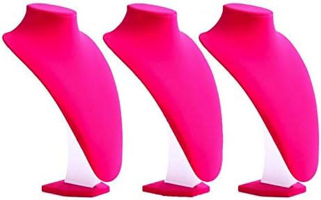 Comelyjewel 3pcs/Pack 9 Inches Velvet Necklace Holder, Jewelry Organizer for Women, Elegant Jewelry Organizers and Storage Solution, Mannequins Bust Stand for Necklaces and Accessories (Pink)