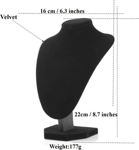 Comelyjewel 3pcs/Pack 9 Inches Velvet Necklace Holder, Jewelry Organizer for Women, Elegant Jewelry Organizers and Storage Solution, Mannequins Bust Stand for Necklaces and Accessories (Black)