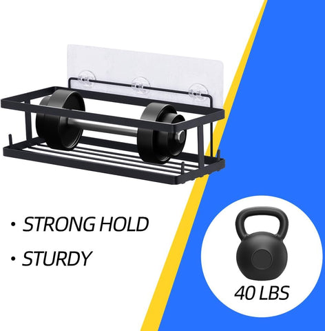 Comelyjewel Set of 6 Bathroom Essentials Black Suction Cup Shower Caddy with Shower Baskets, Hooks, Razor Toothbrush Holder, and Soap Dish for Inside Shower Storage