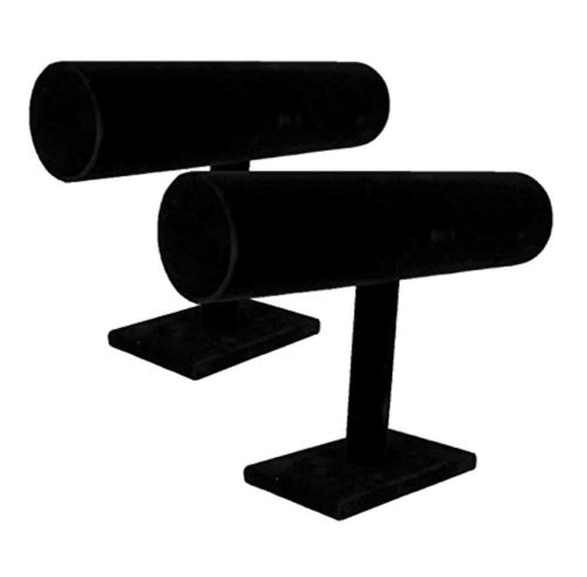 Comelyjewel Set of 2 Black Velvet bracelet holder 1 Row jewelry stand for Vendors Elegant Scrunchies Stand Jewelry Display Organizer for Professional Showcases