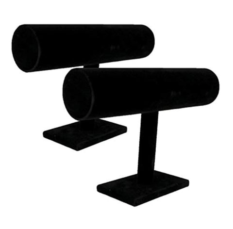 Comelyjewel Set of 2 Black Velvet bracelet holder 1 Row jewelry stand for Vendors Elegant Scrunchies Stand Jewelry Display Organizer for Professional Showcases