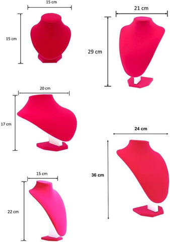 Comelyjewel 3pcs/Pack 9 Inches Velvet Necklace Holder, Jewelry Organizer for Women, Elegant Jewelry Organizers and Storage Solution, Mannequins Bust Stand for Necklaces and Accessories (Pink)