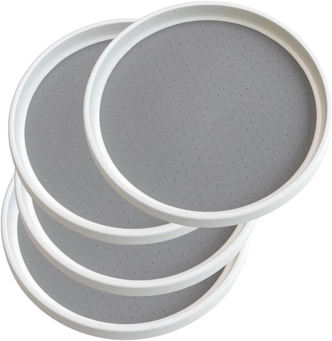 4pcs/pack Inner 9-inch Lazy Susan Kitchen Pantry Spice Rack Fridge Holder White Grey Non Skid Turntable Cans Cabinet Under Sink Organizer