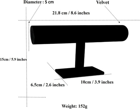 Comelyjewel Set of 2 Black Velvet bracelet holder 1 Row jewelry stand for Vendors Elegant Scrunchies Stand Jewelry Display Organizer for Professional Showcases