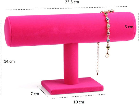 Comelyjewel Set of 3 9" Pink Velvet Necklace Bust Holder & 1 Row Bracelet Holder, Women Accessories Organizer Chain Storage, Display Stand Mannequin For Home Decor