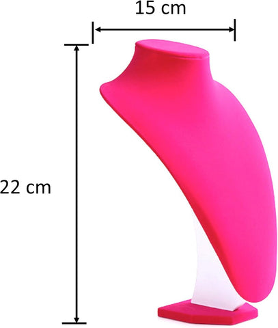 Comelyjewel Set of 3 9" Pink Velvet Necklace Bust Holder & 1 Row Bracelet Holder, Women Accessories Organizer Chain Storage, Display Stand Mannequin For Home Decor