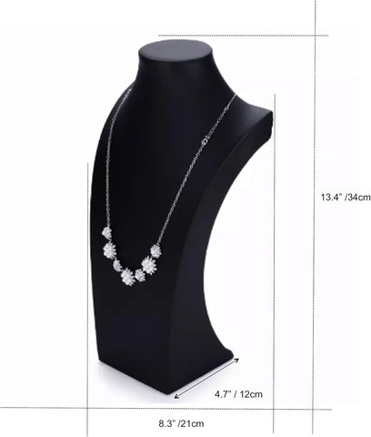 Comelyjewel 13.4" Tall Black PU Faux Leather Necklace Chain Holder Storage Display Show Boutique Stand Mannequin Bust Home Organisation Jewelry Organizer for Girls Women