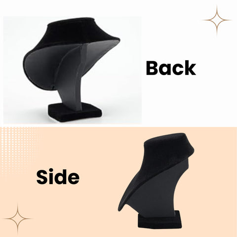 YAN & HIN 2pcs 6-inch (15x15Hcm) Short Black Velvet Necklace Small Holder Stand Display Stands Mannequin Bust Jewelry Organizer Displays for Vendors Shop Event Shows (Black Velvet, 15 x 15 cm)