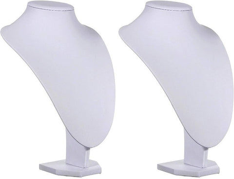 Comelyjewel 21cm Necklace Holder Jewelry Organizer Set of 2, Elegant Jewelry Organizers and Storage, Premium Jewelry Organizer for Women, Mannequin Bust Stand for Necklaces (White Faux Leather)