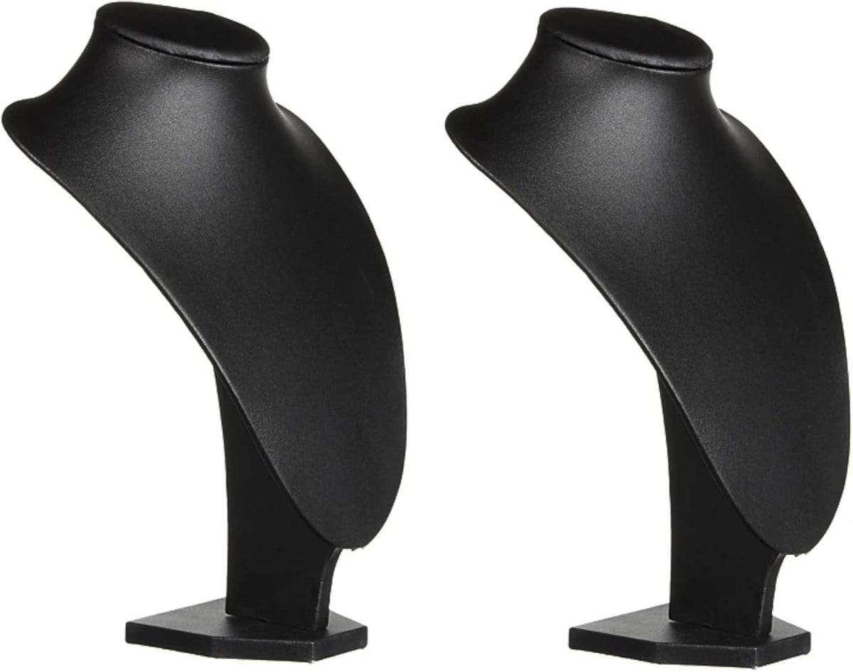 Comelyjewel 21cm Necklace Holder Jewelry Organizer Set of 2, Elegant Jewelry Organizers and Storage, Premium Jewelry Organizer for Women, Mannequin Bust Stand for Necklaces (Black Faux Leather)
