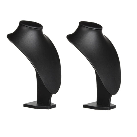 Comelyjewel 21cm Necklace Holder Jewelry Organizer Set of 2, Elegant Jewelry Organizers and Storage, Premium Jewelry Organizer for Women, Mannequin Bust Stand for Necklaces (Black Faux Leather)