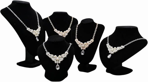 YAN & HIN 2pcs 36cm Black Velvet Necklace Holder, Mannequin Bust Jewelry Holder, Jewelry Organizers Displays for Vendors (Black Velvet, 24 x 36 cm)