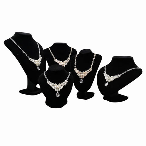 YAN & HIN 2pcs 6-inch (15x15Hcm) Short Black Velvet Necklace Small Holder Stand Display Stands Mannequin Bust Jewelry Organizer Displays for Vendors Shop Event Shows (Black Velvet, 15 x 15 cm)