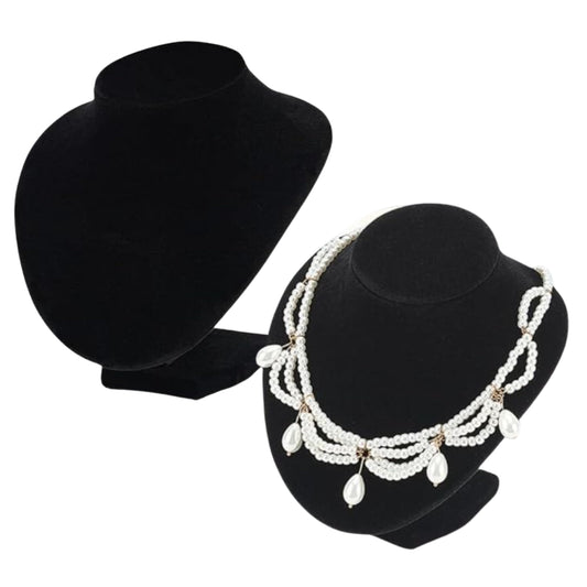 YAN & HIN 2pcs 6-inch (15x15Hcm) Short Black Velvet Necklace Small Holder Stand Display Stands Mannequin Bust Jewelry Organizer Displays for Vendors Shop Event Shows (Black Velvet, 15 x 15 cm)