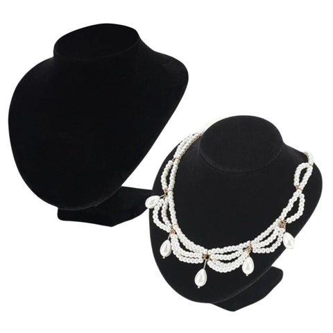 YAN & HIN 2pcs 6-inch (15x15Hcm) Short Black Velvet Necklace Small Holder Stand Display Stands Mannequin Bust Jewelry Organizer Displays for Vendors Shop Event Shows (Black Velvet, 15 x 15 cm)