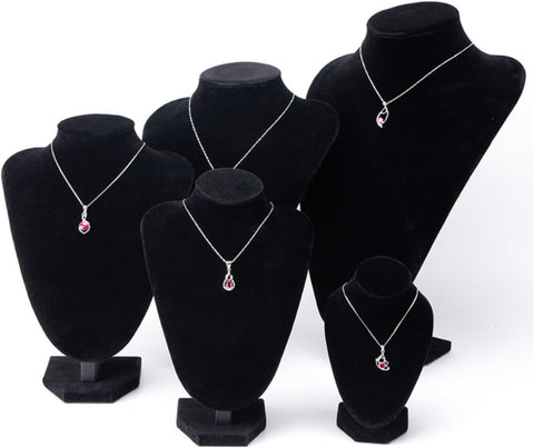 YAN & HIN 2pcs 29cm Black Velvet Necklace Holder, Jewelry Organizer Holder For Women, Mannequin Bust Jewelry Organizer Displays for Shop Event Shows (Black Velvet, 21 x 29 cm)