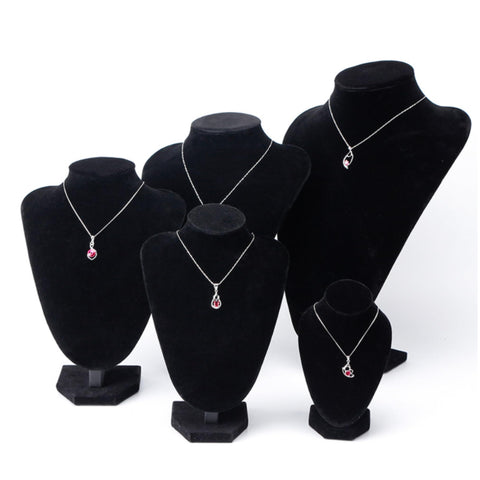 YAN & HIN 2pcs 6-inch (15x15Hcm) Short Black Velvet Necklace Small Holder Stand Display Stands Mannequin Bust Jewelry Organizer Displays for Vendors Shop Event Shows (Black Velvet, 15 x 15 cm)