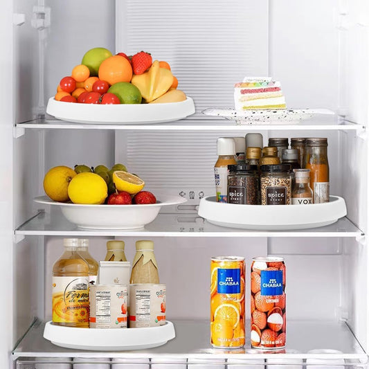 4pcs/pack Inner 9-inch Lazy Susan Kitchen Pantry Spice Rack Fridge Holder White Grey Non Skid Turntable Cans Cabinet Under Sink Organizer