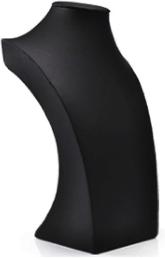 Comelyjewel 13.4" Tall Black PU Faux Leather Necklace Chain Holder Storage Display Show Boutique Stand Mannequin Bust Home Organisation Jewelry Organizer for Girls Women