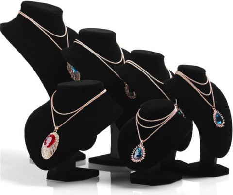 Comelyjewel 21cm Necklace Holder Jewelry Organizer Set of 2, Elegant Jewelry Organizers and Storage, Premium Jewelry Organizer for Women, Mannequin Bust Stand for Necklaces (Black Velvet)