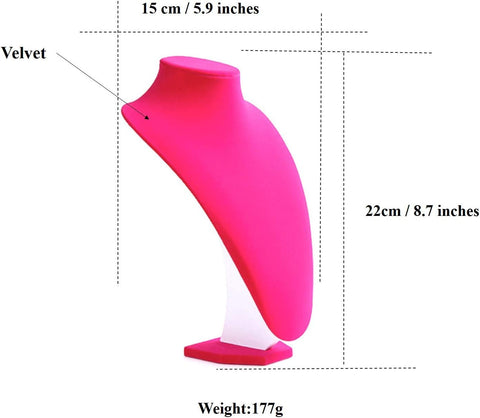 Comelyjewel 3pcs/Pack 9 Inches Velvet Necklace Holder, Jewelry Organizer for Women, Elegant Jewelry Organizers and Storage Solution, Mannequins Bust Stand for Necklaces and Accessories (Pink)