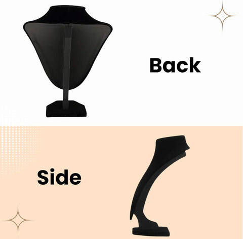 YAN & HIN 2pcs 29cm Black Velvet Necklace Holder, Jewelry Organizer Holder For Women, Mannequin Bust Jewelry Organizer Displays for Shop Event Shows (Black Velvet, 21 x 29 cm)