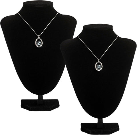 YAN & HIN 2pcs 36cm Black Velvet Necklace Holder, Mannequin Bust Jewelry Holder, Jewelry Organizers Displays for Vendors (Black Velvet, 24 x 36 cm)