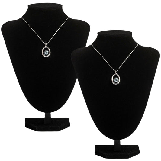 YAN & HIN 2pcs 6-inch (15x15Hcm) Short Black Velvet Necklace Small Holder Stand Display Stands Mannequin Bust Jewelry Organizer Displays for Vendors Shop Event Shows (Black Velvet, 15 x 15 cm)