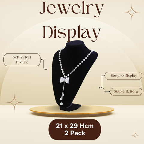 YAN & HIN 2pcs 6-inch (15x15Hcm) Short Black Velvet Necklace Small Holder Stand Display Stands Mannequin Bust Jewelry Organizer Displays for Vendors Shop Event Shows (Black Velvet, 15 x 15 cm)