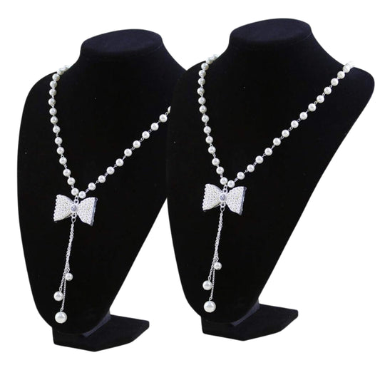 YAN & HIN 2pcs 6-inch (15x15Hcm) Short Black Velvet Necklace Small Holder Stand Display Stands Mannequin Bust Jewelry Organizer Displays for Vendors Shop Event Shows (Black Velvet, 15 x 15 cm)