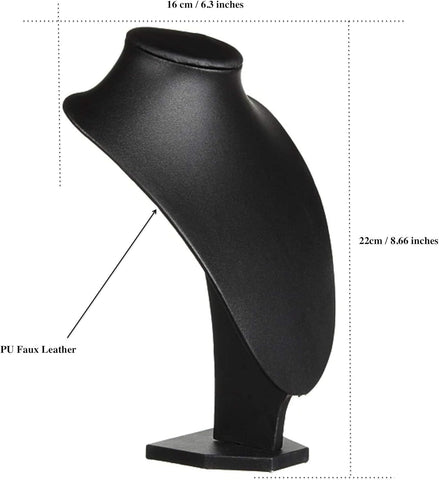 Comelyjewel 21cm Necklace Holder Jewelry Organizer Set of 2, Elegant Jewelry Organizers and Storage, Premium Jewelry Organizer for Women, Mannequin Bust Stand for Necklaces (Black Faux Leather)