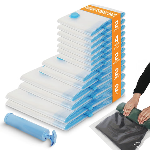 Yan & Hin Vacuum Storage Bags with Hand Pump - Space Saver Vacuum Seal Bags for Clothing - Space Saving Solution for Home Organization - Durable and Efficient Vacuum Storage Bags (25 Combo)