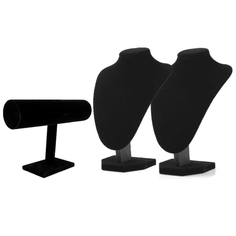 Comelyjewel 3pcs/pack Jewelry Organizer - Black Velvet 1 Row Bracelet Holder & 9" Necklace Holder Elegant Room Decor & Jewelry Organizers and Storage Solution for Fashion Accessories