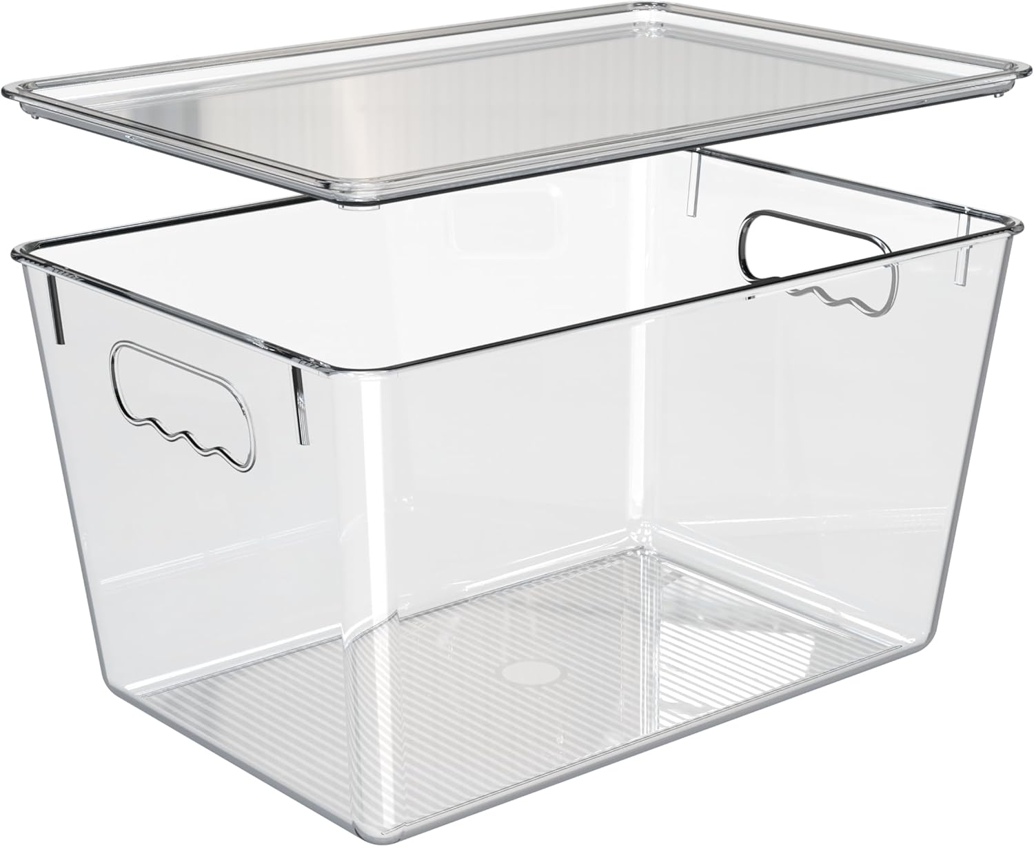 YAN & HIN 8 pcs/set Large Clear Cabinet Storage Bins with Lids - Stackable, Transparent Pantry Storage with Handles, Freezer Plastic Containers (11 "L x 7.5" W x 6.1 "H)