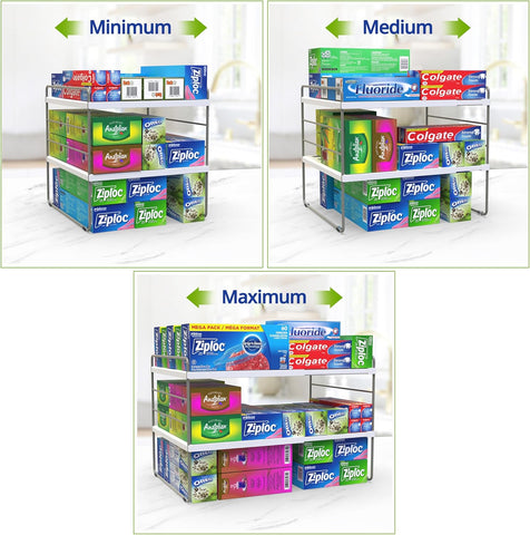 YAN & HIN 3-Tier Pantry Cabinet Organizers and Storage Adjustable Height and Expandable Kitchen Plastic Wrap Organizer Sturdy Aluminum Foil Countertop For Cupboard Multi-Purpose Use