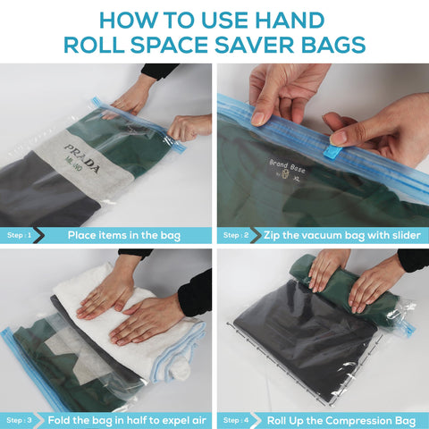 Yan & Hin Vacuum Storage Bags with Hand Pump - Space Saver Vacuum Seal Bags for Clothing - Space Saving Solution for Home Organization - Durable and Efficient Vacuum Storage Bags (25 Combo)