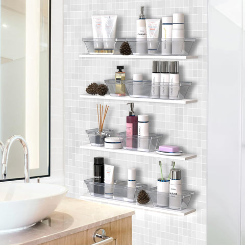 YAN & HIN Set of 72 Stackable Non-Slip Acrylic Organizers - Modern Minimalist Clear Drawer Organizer for Makeup, Kitchen, Desk & Office