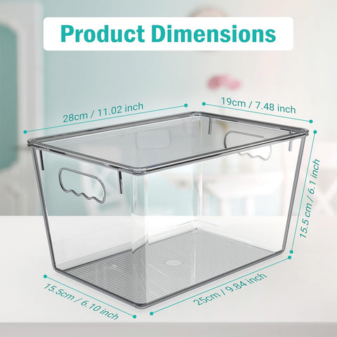 YAN & HIN 10 pcs/set Large Clear Storage Bins with Lids - Stackable, Transparent Pantry Storage with Handles - Nest Nicely for Easy Organization (11 "L x 7.5" W x 6.1 "H)