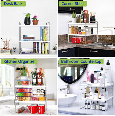 YAN & HIN 3-Tier Pantry Cabinet Organizers and Storage Adjustable Height and Expandable Kitchen Plastic Wrap Organizer Sturdy Aluminum Foil Countertop For Cupboard Multi-Purpose Use