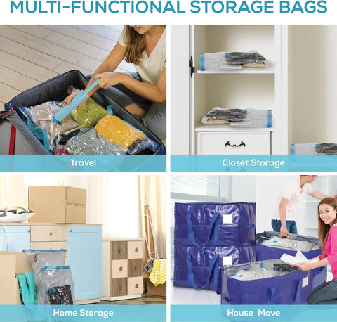 Yan & Hin Vacuum Storage Bags with Hand Pump - Space Saver Vacuum Seal Bags for Clothing - Space Saving Solution for Home Organization - Durable and Efficient Vacuum Storage Bags (30 Combo)