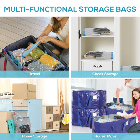 Yan & Hin Vacuum Storage Bags with Hand Pump - Space Saver Vacuum Seal Bags for Clothing - Space Saving Solution for Home Organization - Durable and Efficient Vacuum Storage Bags (25 Combo)