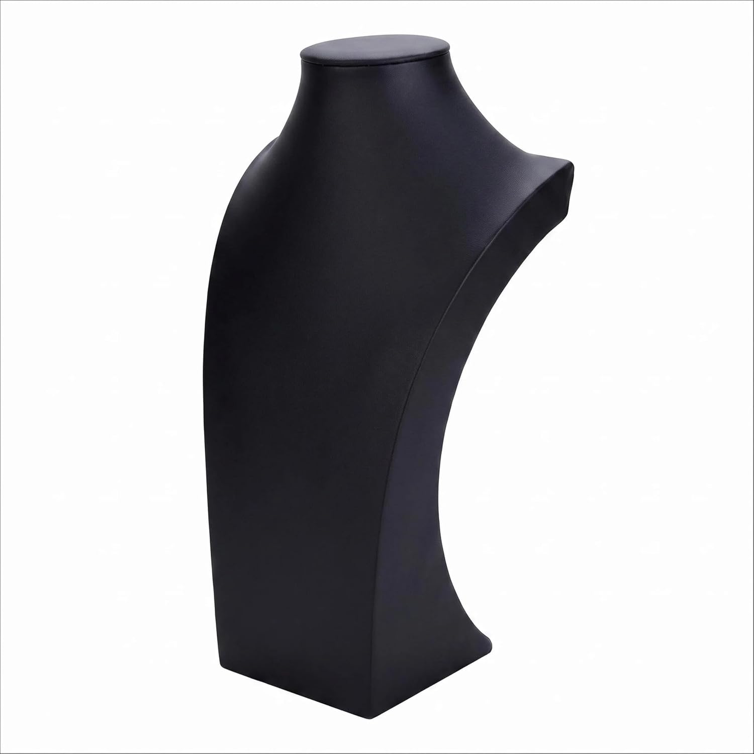 Comelyjewel tall black faux leather necklace display bust