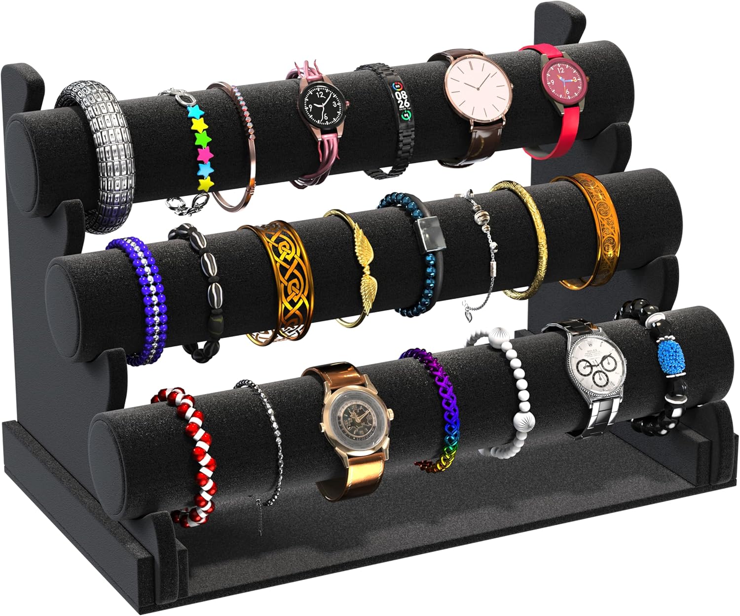 Comelyjewel three tier velvet jewelry organizer stand