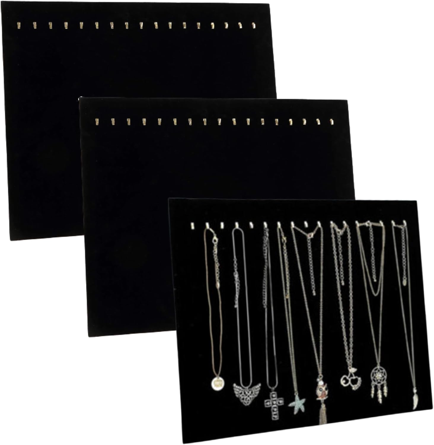 Comelyjewel black velvet necklace display boards with hooks