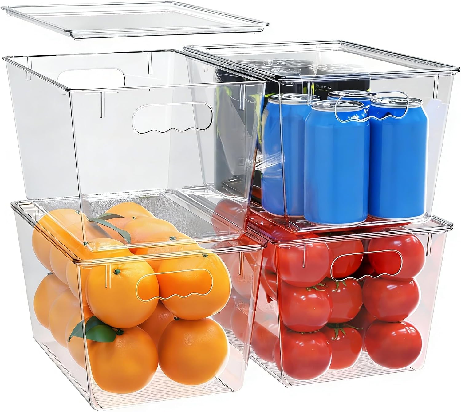 YAN & HIN clear plastic storage bins with lids and handles
