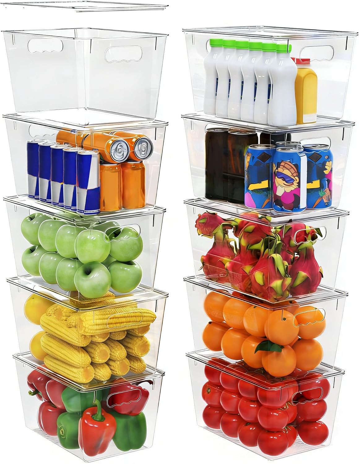 YAN & HIN clear plastic storage bins with lids and handles