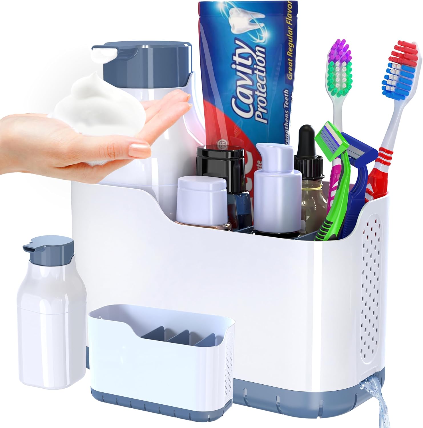 YAN & HIN bathroom soap dispenser and toothbrush holder